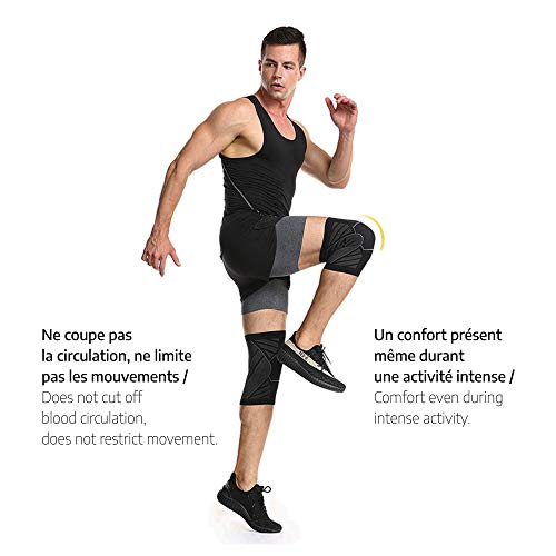 ARESFIIT - Rodillera de compresión para dolor de rodilla, diseñada para artritis y problemas ligamentas, ideal para hombres y mujeres, deporte, correr, tenis, musculación, excelente sujeción (XL)