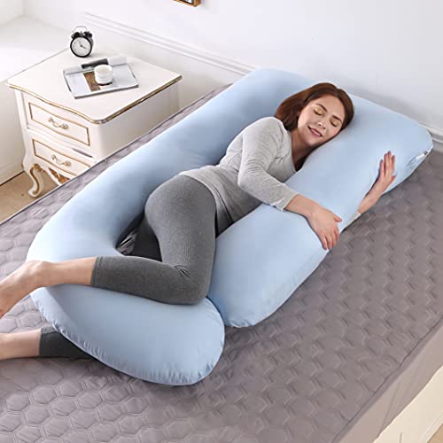 ARNTY Cojin Embarazada Dormir,Almohada Embarazada Dormir Multifuncional en Forma de u,Almohada de Cuerpo para Soporte para Hombros, Caderas, Piernas, Vientre (Azul)
