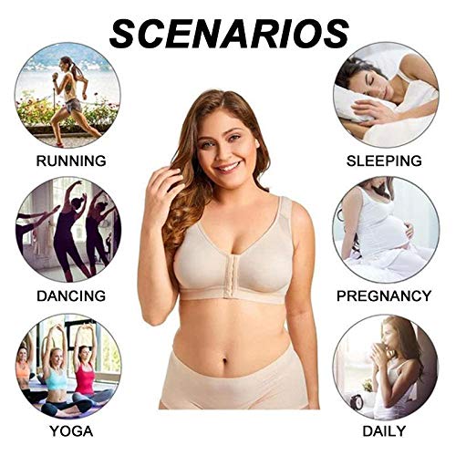 ASDFK Sujetador deportivo para mujer con hebilla delantera y correa para posture Corrector, ropa interior, espalda cruzada de yoga, parte superior de malla para fitness, correr, dormir, 4 tallas