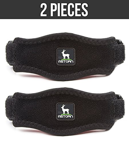 Astorn Pack de 2 bandas con rodilleras ajustables | Banda de soporte de rodilla con sistema de compresión | Bandas de soporte Unitalla para el alivio del dolor de artritis de rodilla