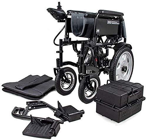 AWJ sillas de Ruedas Silla de Ruedas eléctrica - Silla Plegable portátil con batería de polímero de Iones de Litio 20a - La Silla de Ruedas Inteligente para Personas Mayores y DIS