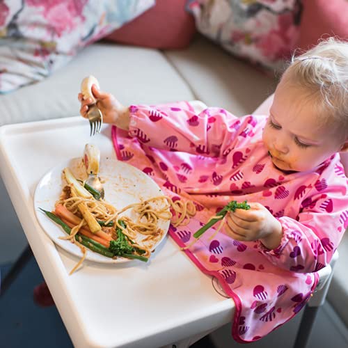 Babero-bata Cover & Catch de Tidy Tot adherible a tronas ¡SIN DEJAR HUECOS! De manga larga e impermeable, sin desperdicio para la práctica del baby led weaning BLW