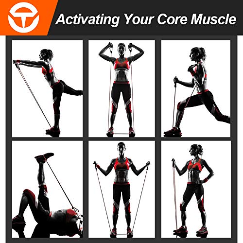 Bandas Elasticas Musculacion,Set de Bandas de Resistencia con Cinco Tubo de Látex，Correas de Tobillo, Fortalecedor de Manos y Anclaje para Puerta, Musculacion，Yoga, Pilates， Hombre y Mujer