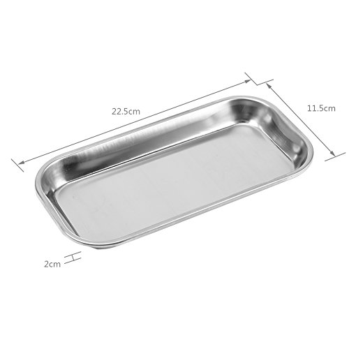 Bandeja de instrumentos - 3Pcs Bandeja quirúrgica médica Bandeja dental Contenedor de objetos punzantes Herramienta útil para laboratorio, hospital, clínica, acero inoxidable 201