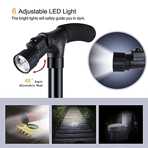 BeGrit Bastón Plegable Dependable Altura Ajustable Ligero Palo Plegable Bastón con Luces incorporadas LED no Deslizamiento Unisex