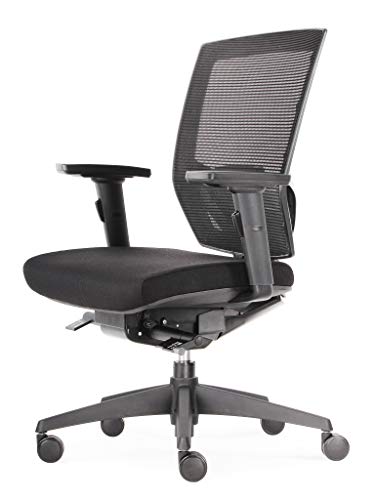 BenS 807-Synchro-3 - Silla de oficina ergonómica de lujo, también adecuada para personas más grandes, muchos asientos profundos, apoyo lumbar, respaldo ajustable, reposabrazos 3D, ARBO/NEN-1335