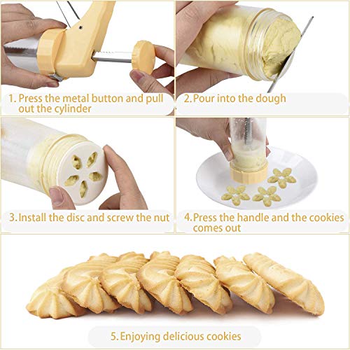 Berger - Prensa para galletas y pastelería, jeringa para pastelería, accesorio para repostería con 16 plantillas y 6 boquillas (rosa)