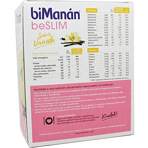 BiManán beSLIM - Natillas Sustitutivas Sabor Vainilla, para ayudarte a controlar tu peso - 6 Unidades, 300g