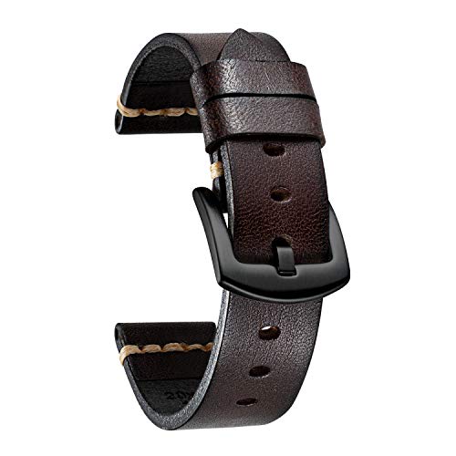 BINLUN Correas de Reloj Cuero para Hombre 18mm 20mm 22mm 24mm 26mm Correas Reloj de Piel para Mujer Negro Azul Marrón Verde Rojo Gris Marrón Claro Correas de Reloj Vintage Pulseras de Repuesto