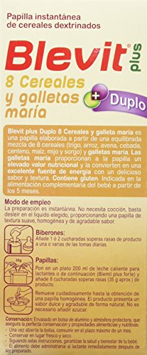 Blevit Plus Duplo Papilla 8 Cereales y Galletas María, desde los 5 Meses, 600g