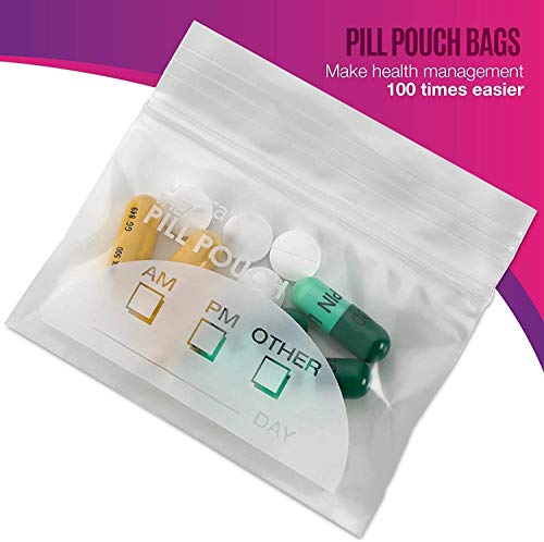 Bolsas de pastillas - (Paquete de 300) 3" x 2.75" - BPA Free, Bolsas de pastillas desechables con cremallera, Bolsas de almacenamiento para el organizador de medicina de viaje Daily AM PM.