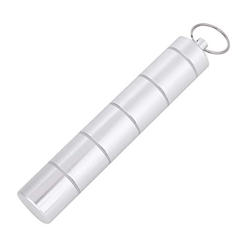 Botella de Medicina Pastillero,Mini Portátil Caja de Caso de Pastillas Aleación de Aluminio Impermeable Tenedor de Droga de Botella de Medicina Con Llavero reemplazo para Viaje (6 casos)