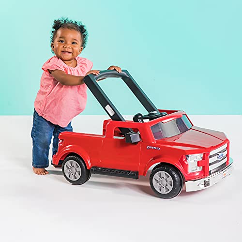 Bright Starts, Andador Ways to Play 4 en 1 Ford F-150 rojo con Sonidos y Luces, Volante de Actividades Extraíble, Primeros Pasos, Plegable, Altura Ajustable, desde 6 meses