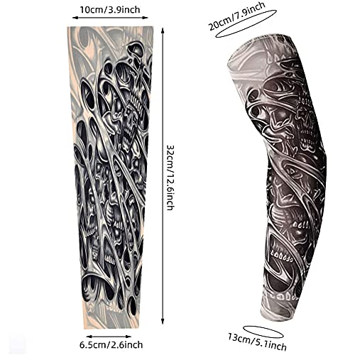 BTONGE Mangas de tatuaje falsas para niños, 6 piezas temporales tatuaje brazo medias de protección UV Nylon Ciclismo mangas moda tatuajes y arte corporal para fiestas, Rock Star Cosplay