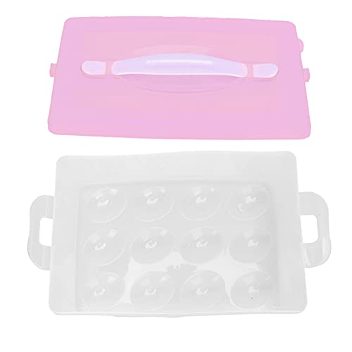 Caja de almacenamiento de huevos Bandeja de plástico portátil para huevos rellenos con tapa y asa para acampar, picnic, esencial (24 rejillas)