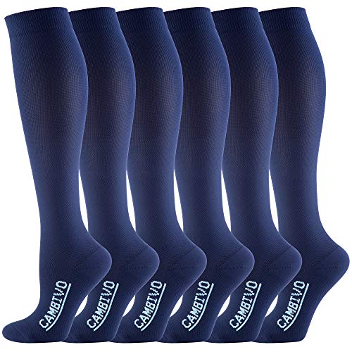 CAMBIVO - 6 Pares de Calcetines de Compresion para Mujer y Hombre, Calcetines Compresivos Deportivos, Medias de Compresión para Deporte, Running, Baloncesto, Fútbol, Trabajo, Viaje