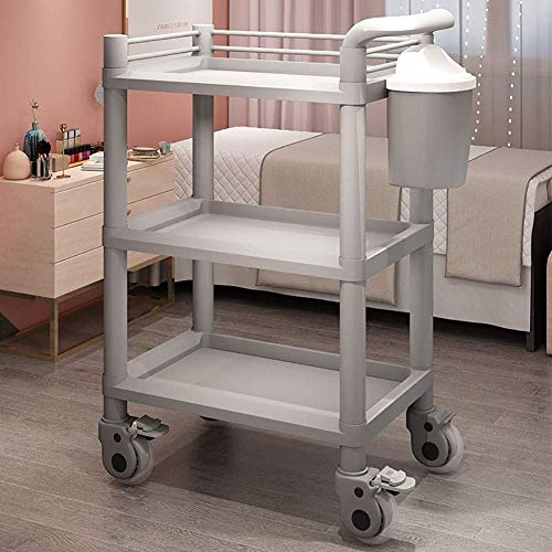 Carritos, Carrito para Salón De Belleza con Rueda De Freno, Herramienta para Carrito Médico Carrito Rodante para Instrumentos Médicos De 3 Niveles con Asa; Cubo De Tierra