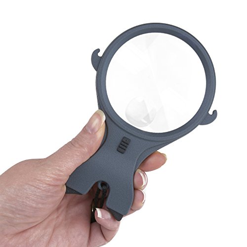 Carson MagniLook Lupa Compacta Manos-Libres con Luz LED, Aumento de 2.5X y Lente Spot de 4.5X, con Cordón para el Cuello