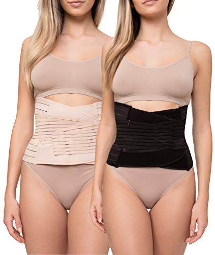 Channo Pack de 2 Fajas Cinturones Lumbares para Espalda Hombre y Mujer Doble Ajuste Fuerte (Negro, Visón L/XL)