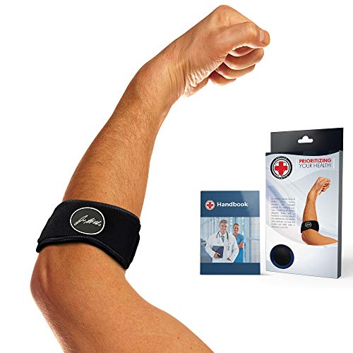 Codera Epicondilitis y Epitrocleitis - Cincha Codo Tenista y Golfista para Brazo Izquierdo y Derecho - Incluye Libro Manual de Rehabilitación Escrito por Médico - Color Rosa