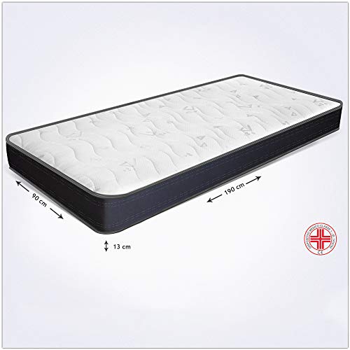 Colchón 90x190x13 cm - modelo Summit - Colchón ortopédico, Waterfoam, para cama plegable, Transpirable, Anti-ácaro