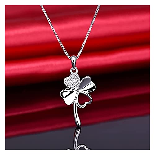 Collar de trébol de Cuatro Hojas 925 Sterling Silver Clover Buena Suerte Colgante Mujer Mamá Mamá Mamá Cumpleaños Regalo