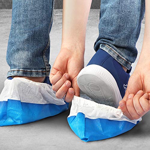 com-four® 50x Cubrezapatos Reutilizables Premium 50x 11,9 g por cubrezapatos - cubrezapatos de plástico con Suelas Antideslizantes - Zapatos Reutilizables Extra Fuertes e Impermeables
