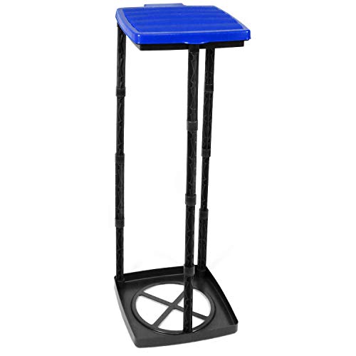 com-four® Soporte para Bolsas de Basura con Tapa - 3 Alturas Diferentes montables - Soporte Bolsas de Basura en Azul - Basurero Plegable de 120 litros (Tapa - Azul)