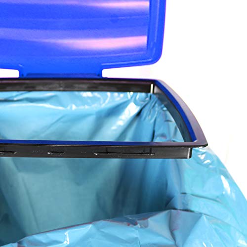 com-four® Soporte para Bolsas de Basura con Tapa - 3 Alturas Diferentes montables - Soporte Bolsas de Basura en Azul - Basurero Plegable de 120 litros (Tapa - Azul)