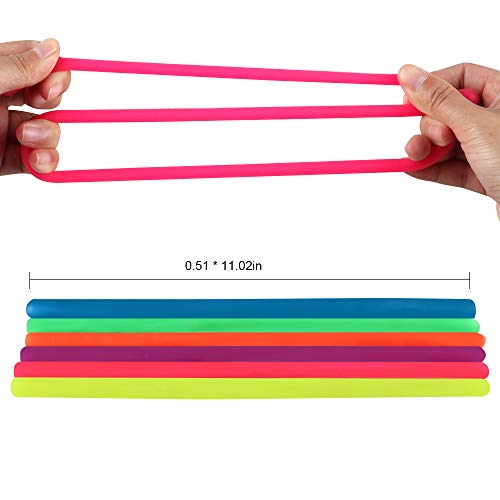 Coogam 6 Pack Stretchy String Sensory Toys - Alivia el estrés y Aumenta la Paciencia, Tira - Bueno para niños con Add, ADHD o Autismo y Adultos para Fortalecer los Brazos, 11 "de Largo, 6 Colores