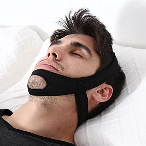 Correa de Barbilla antirronquidos, solución eficaz para Dejar de roncar Correa de Barbilla Ajustable para ronquidos Ayuda para Dormir para Hombres y Mujeres (Black)