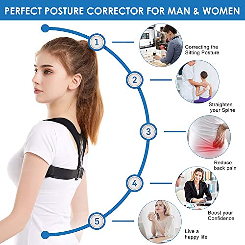 Corrector de Postura, Corrector de Postura Espalda y Hombros para Hombre y Mujer Talla Única, Espalda Recta Soporte Correctores Postural Faja