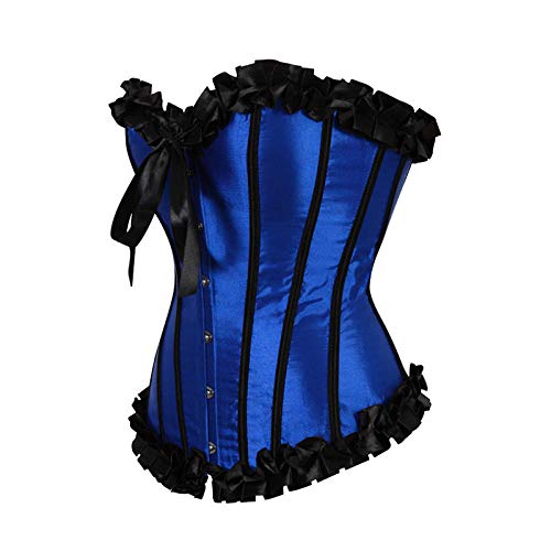 Corset Corsé Mujer Sexy Superior E Inferior De Encaje Satinado Estilo Vintage Overbust Corsé Top Moda Mujer Fajas Corporales S-XXL-Green_S