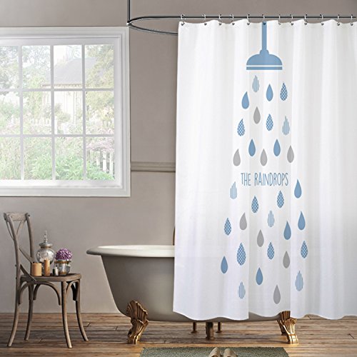 Cortina de Ducha Impermeable Resistente al Moho Cortinas Baño PEVA Bañera Cortina con12 Gancho de la cortina de Baño180 x180 cm (72 "An. X 72" Alt.) Pulgadas