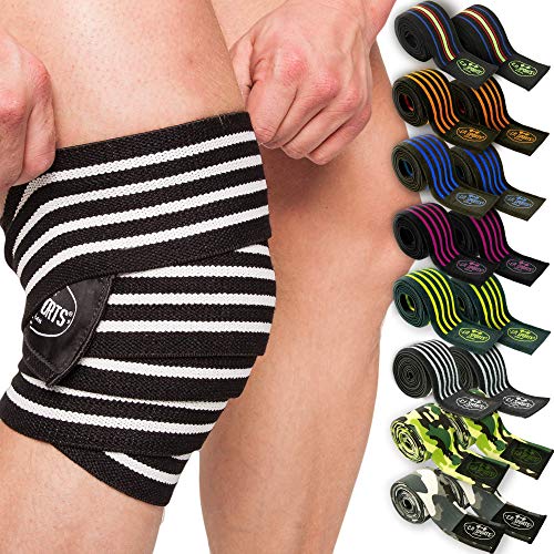 C.P.Sports Profesional Vendas de Rodilla 200cm - 250cm T25 - Entrenamiento con Pesas, musculación, Levantamiento de Pesas, Hombres, Mujeres, Vendaje de Fitness, Levantamiento Cruzado
