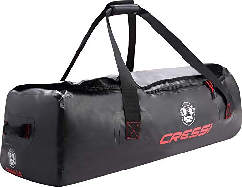 Cressi Gorilla Bag Bolsa Impermeable Grande para Buceo, Adecuada para Sujetar Aletas largas de apnea, Unisex-Adult, Negro/Rojo, Talla única