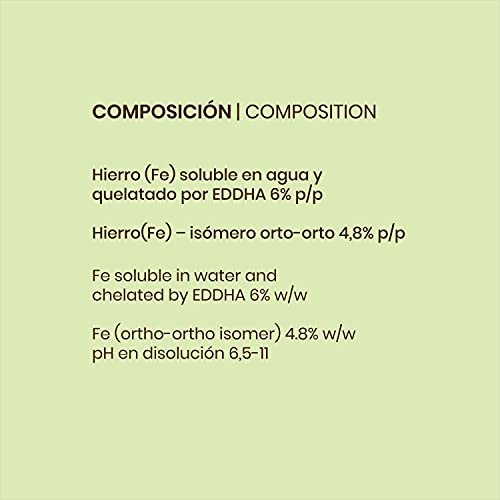 CULTIVERS Quelato de Hierro Fertilizante Ecológico de 1 Kg. Reverdeciente anticlorosis. Nutriente Fundamental para Las Plantas (6% Fe-EDDHA orto orto 4,8 % ). Force Fe, Verde