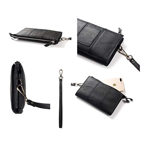 DFV mobile - Genuine Leather Case Handbag for VERYKOOL S5205 Orion Pro (2017) - Black