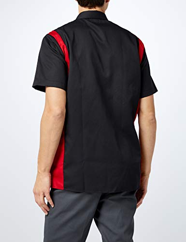 Dickies Two Tone Work Shirt Camisa, Negro (Black/English Red ber), XX-Large (Tamaño del Fabricante:XXLge) para Hombre