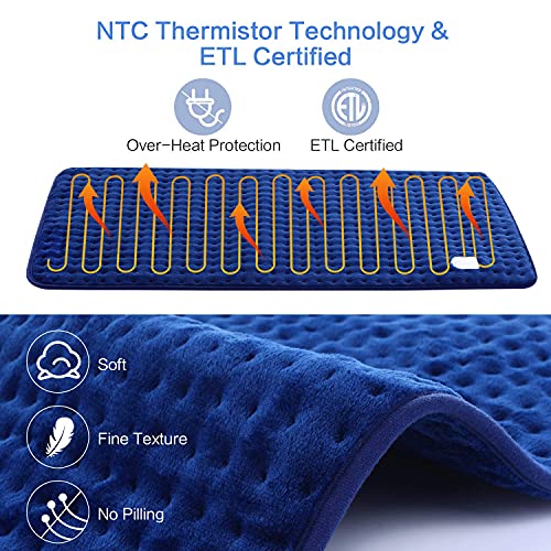 DISUPPO Manta Electrica, 45 x 85cm Almohadilla Eléctrica, Con 10 Niveles de Calentamiento, Temporizador de 90 Minutos y Función de Apagado Automático, Lavable, para Espalda, Cuello, Hombros