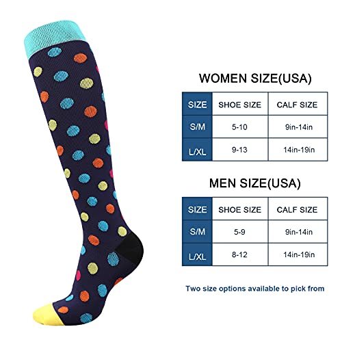 DRESHOW Calcetines de Compresión para Hombres y Mujeres 3/7 Pares 15-20 mmHg es el Mejor para Running, Correr, Senderismo, Volar, Viajar, Varicosas, Médico, Deportivo, Embarazo
