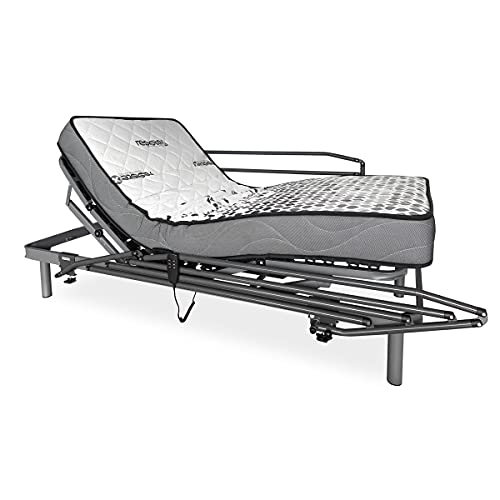 Duérmete Online Pack Cama Eléctrica Articulada Ergomedic Pro + Colchón Viscoelástico Dorsal Plus + Barandillas Reforzadas, Gris Antracita, 80x180