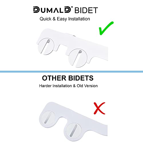 DUMALD- Bidet portatil para WC - accesorio bidet para inodoro - inodoro con chorro de agua. No eléctrico, doble boquilla. Váter japonés bidé. Presión ajustable, fácil instalar & extra-fino