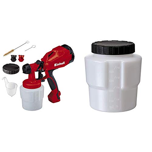 Einhell TC-SY 400 P 0.8L - Pulverizadores de pintura (Pintura, 0,8 L, 0,5 l/min, Negro, Rojo, 275 mm, 128 mm) + Deposito de 800 ml, Rojo