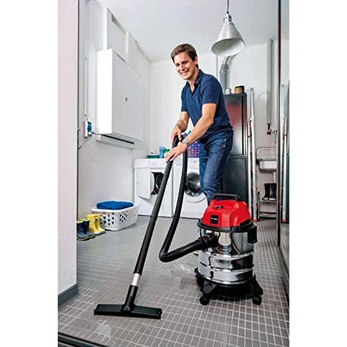 Einhell TC-VC 1820 S - Aspirador seco - húmedo, inoxidable eléctrico con cable de 2.50 metros, 180 mbar, 1250 W, 230 V, 80 dB, 50 Hz con capacidad de 20 L