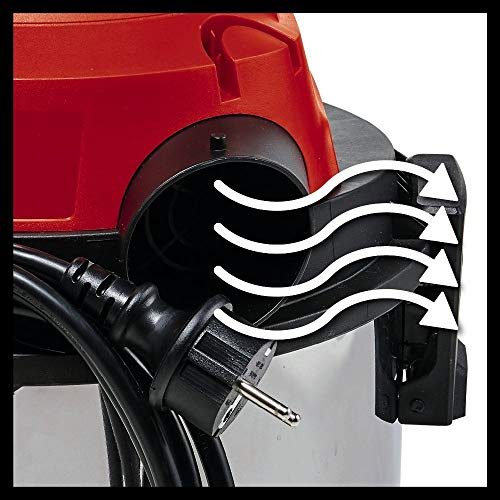 Einhell TC-VC 1820 S - Aspirador seco - húmedo, inoxidable eléctrico con cable de 2.50 metros, 180 mbar, 1250 W, 230 V, 80 dB, 50 Hz con capacidad de 20 L
