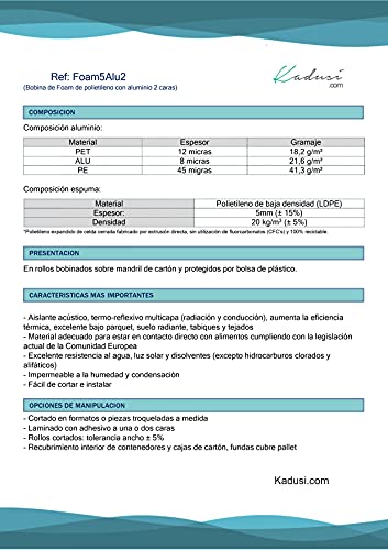 Estabilizador Aislante térmico de foil con foam para manualidades e industrial. Se vende a metros