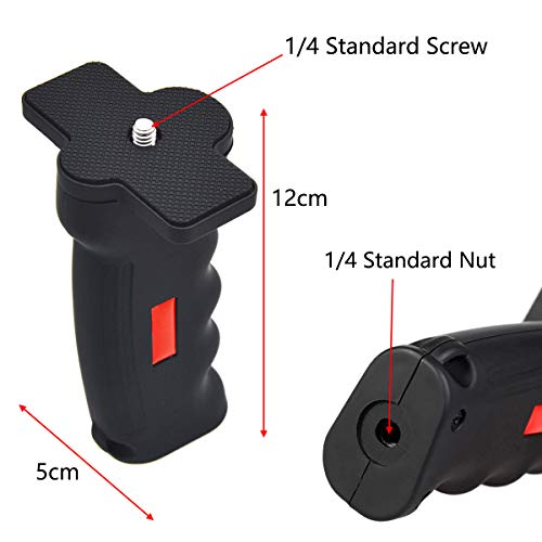 Estabilizador de la cámara la videocámara con Tornillo de 1/4 de Pulgada y Orificios roscados, Soporte para cámara con Sistema DSLR Estabilizadores ergonómicos Mano Ayudas de Transporte, 12x5cm Negro