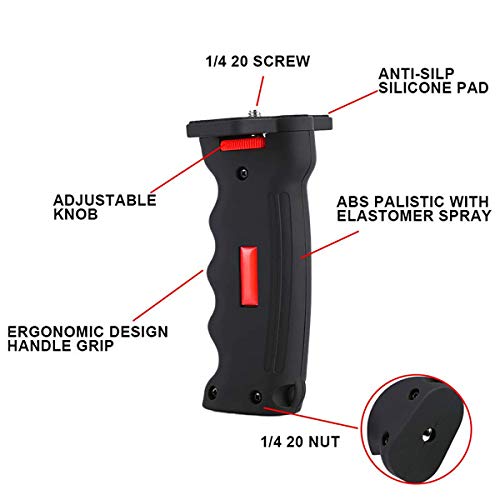 Estabilizador de la cámara la videocámara con Tornillo de 1/4 de Pulgada y Orificios roscados, Soporte para cámara con Sistema DSLR Estabilizadores ergonómicos Mano Ayudas de Transporte, 12x5cm Negro