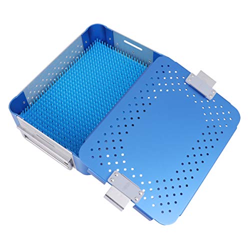 EXCEART Contenedor de Bandeja de Esterilización de Metal Quirúrgico Caja de Desinfección de Esterilización Portátil Bandeja de Herramientas de Tatuaje Azul